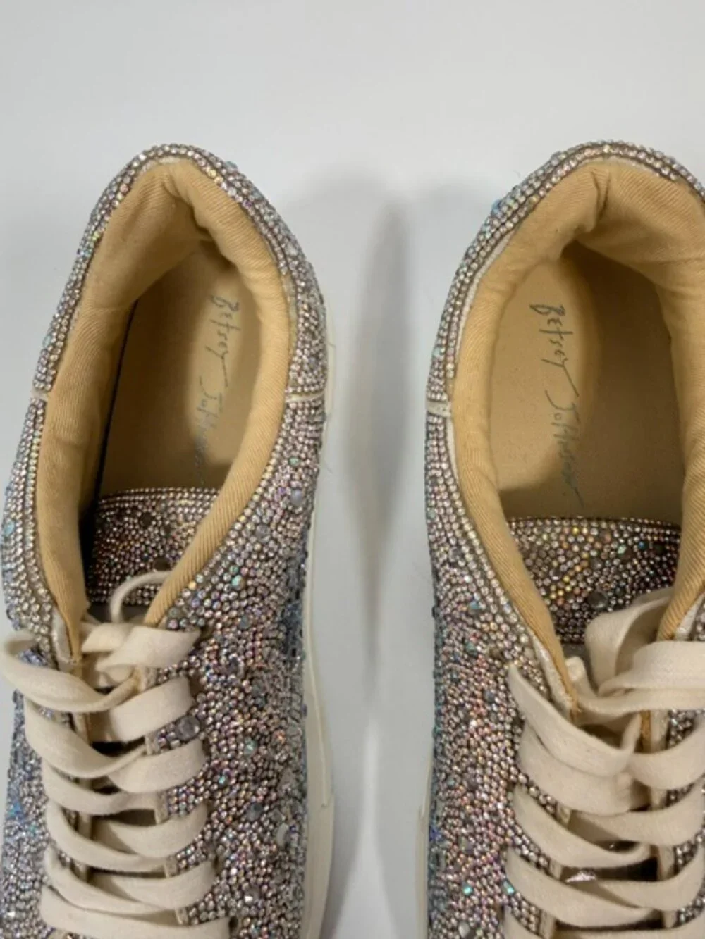 Betsey Johnson Sidny Rhinestone Lace Up Sneakers Size 10 *SEE VIDEO FOR SPARKLE* - Picture 5 of 10